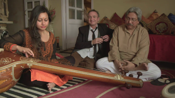 Tritha with her music guru, Pandit Santanu Bandhyopadhyay and Canadian actor, Monsiuer Bruno